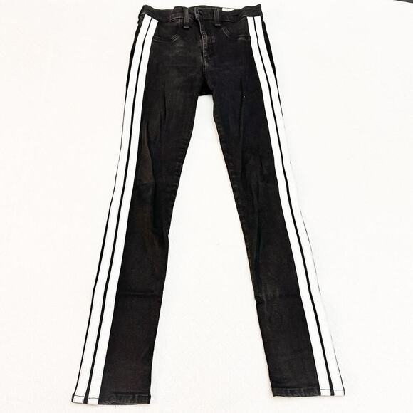 Rag & Bone Black Skinny Jeans White Side Racing Stripes Size 27 - Picture 3 of 8